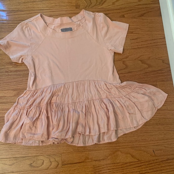 Anthropologie Iona Flounce Swing Mixed Media Boho Blouse Short Sleeve Sz XS - Picture 1 of 4